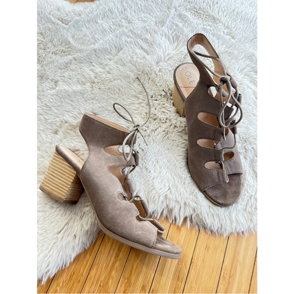Sole Society tie front shoes cow suede size 6